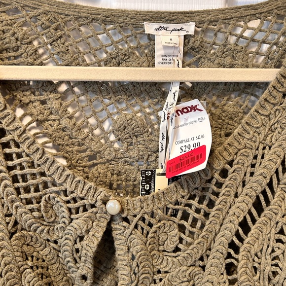 Ultra Pink Olive Crochet Cardigan - Picture 2 of 6